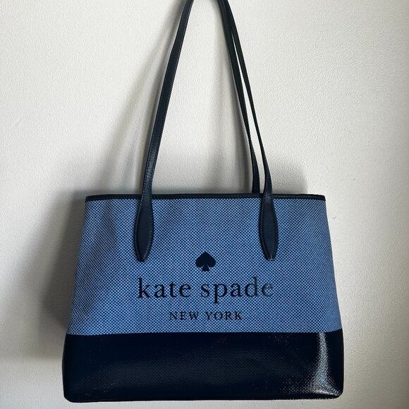 Kate Spade Blue Canvas Street Tote Bag - Picture 1 of 15